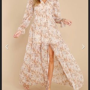 Simply Stated Beige Floral Print Maxi Dress
